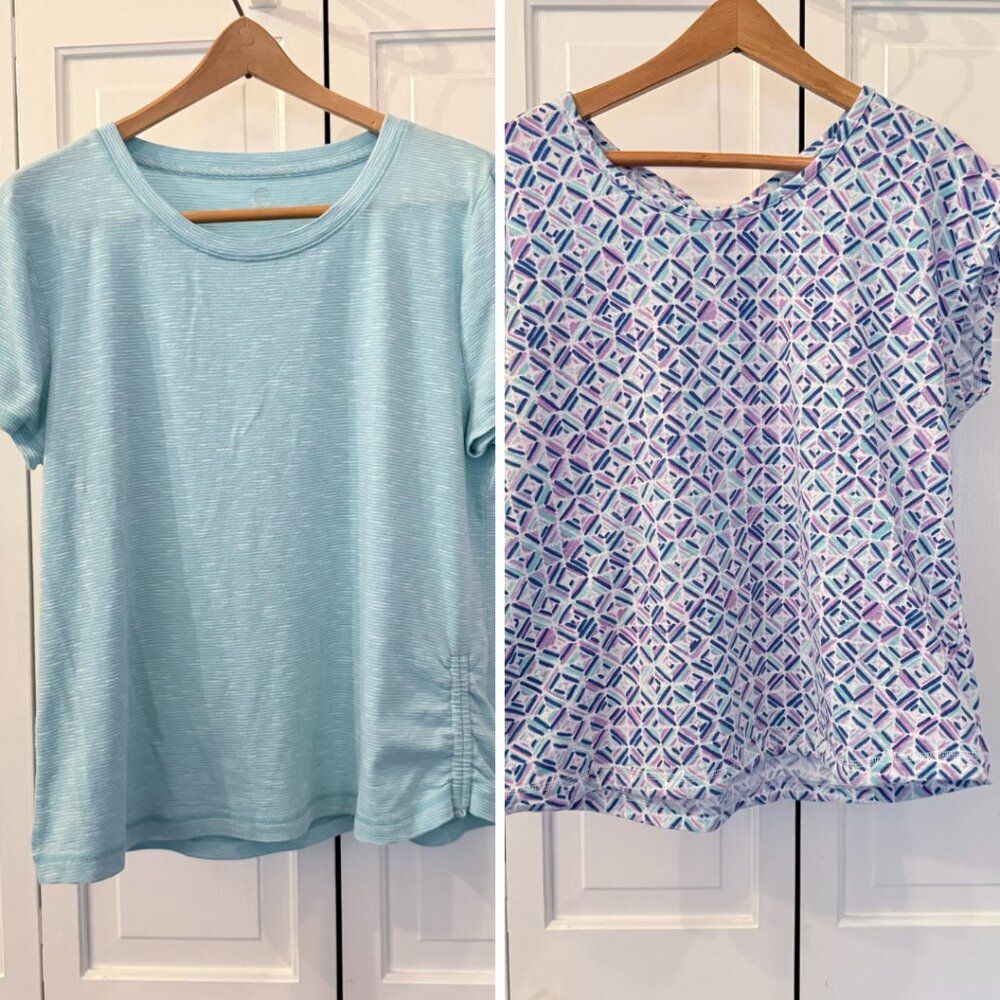 Talbots Blue Cotton Blend Short Sleeve Tees Lot of 2
